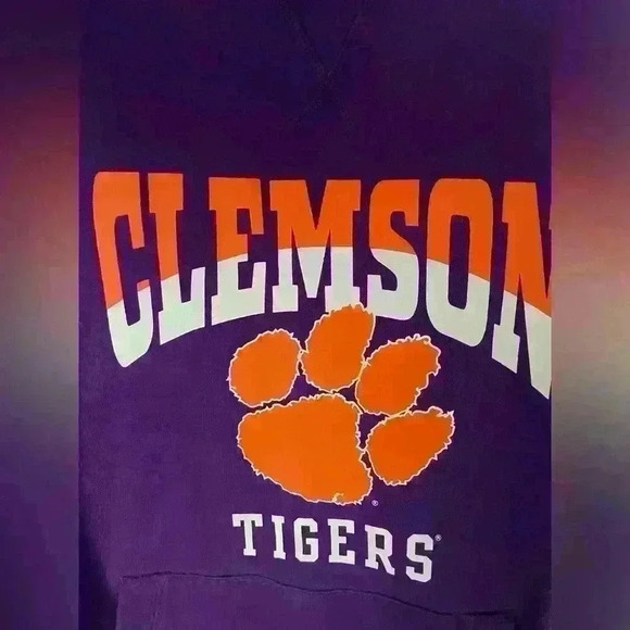 Mitchell &Ness Clemson Tigers Pregame Short Sleeve Fleece Hoodie NWT M MSRP$85 - Picture 6 of 12